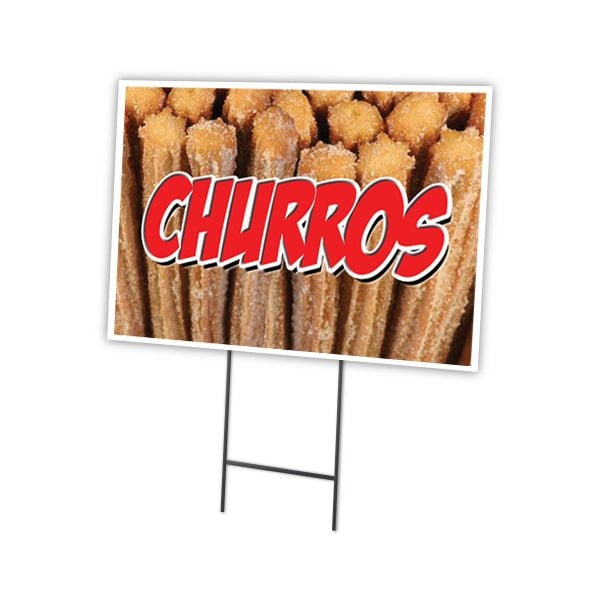 Churros Yard Sign & Stake outdoor plastic coroplast window, C-1216-DS-Churros